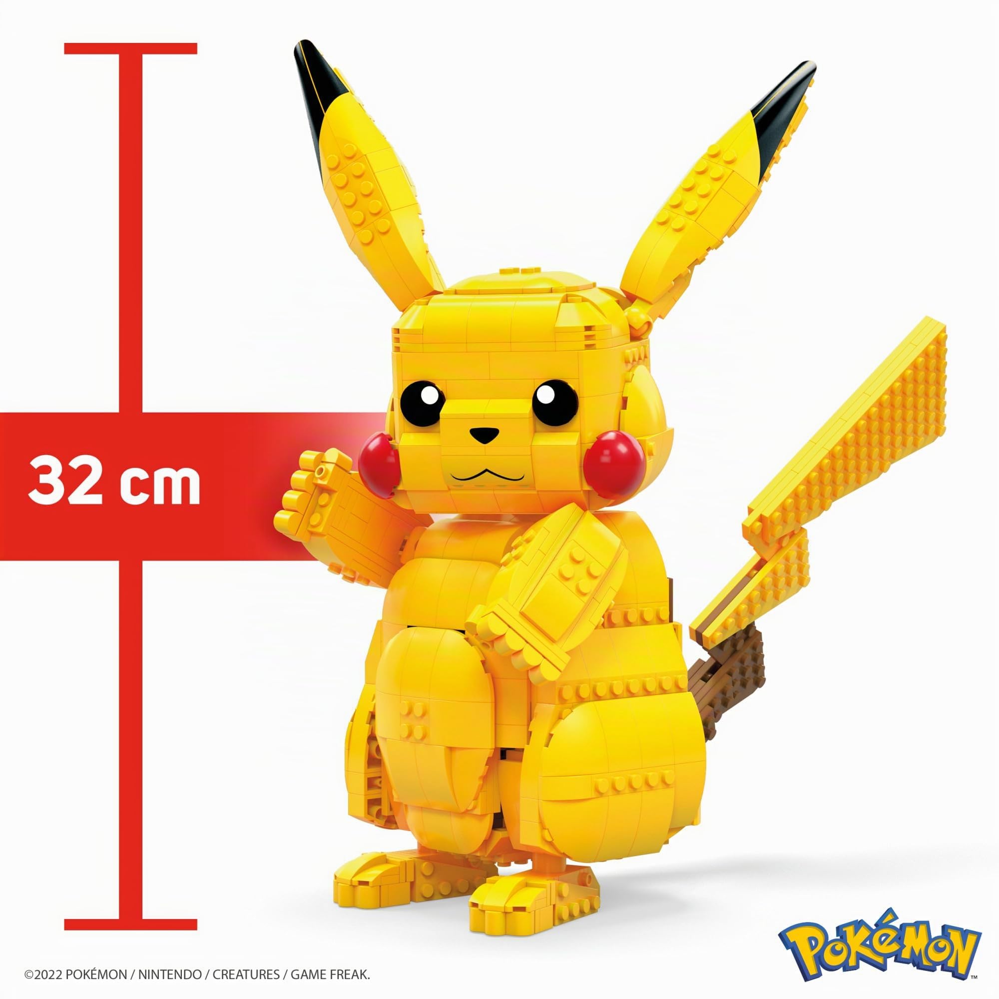 MEGA Pokémon - Pikachu Gigante da 30,5 cm, da costruire, da oltre 600 pezzi, Giocattolo per Bambini 6+ Anni, FVK81