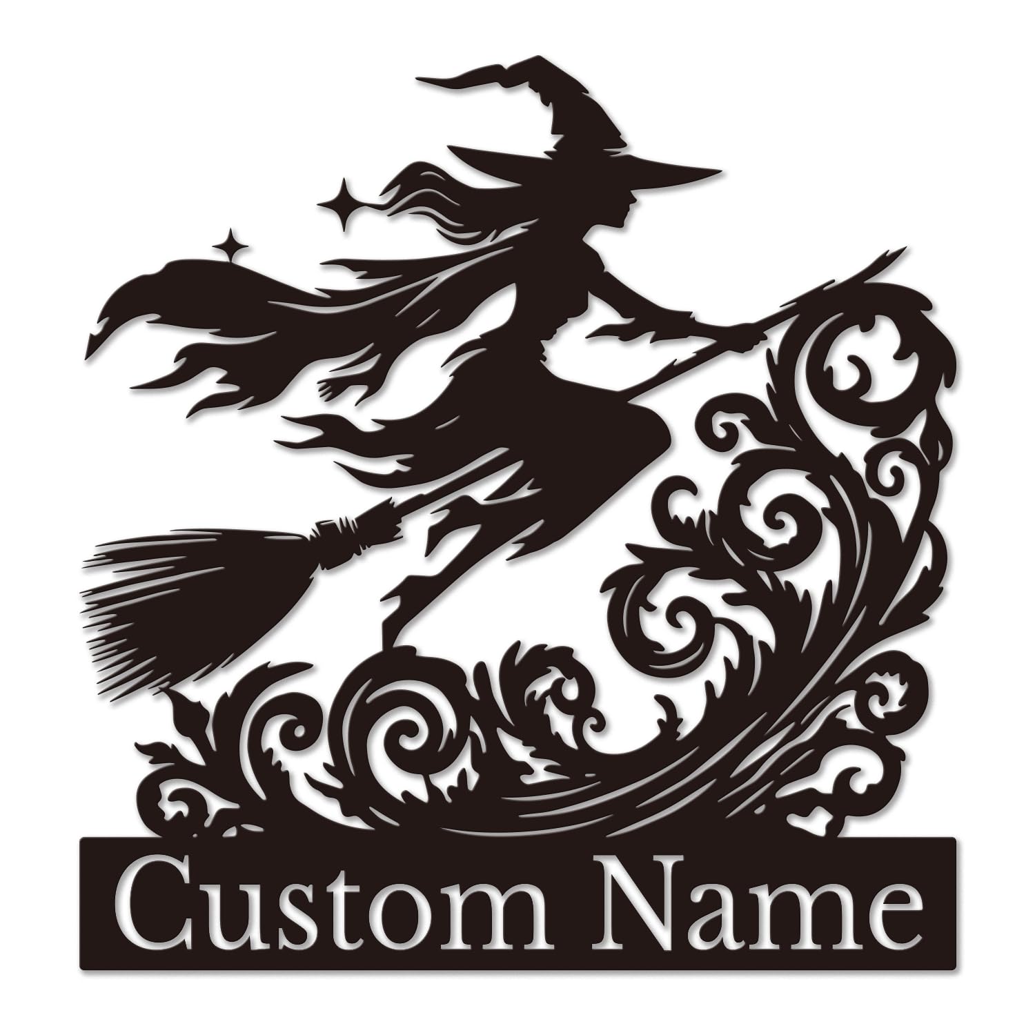 Personalized Witch Metal Wall Art - Custom Moon & Spellbook Decor - Gothic Gift for Witches, Halloween & Mystical Home Decor (Style-2)