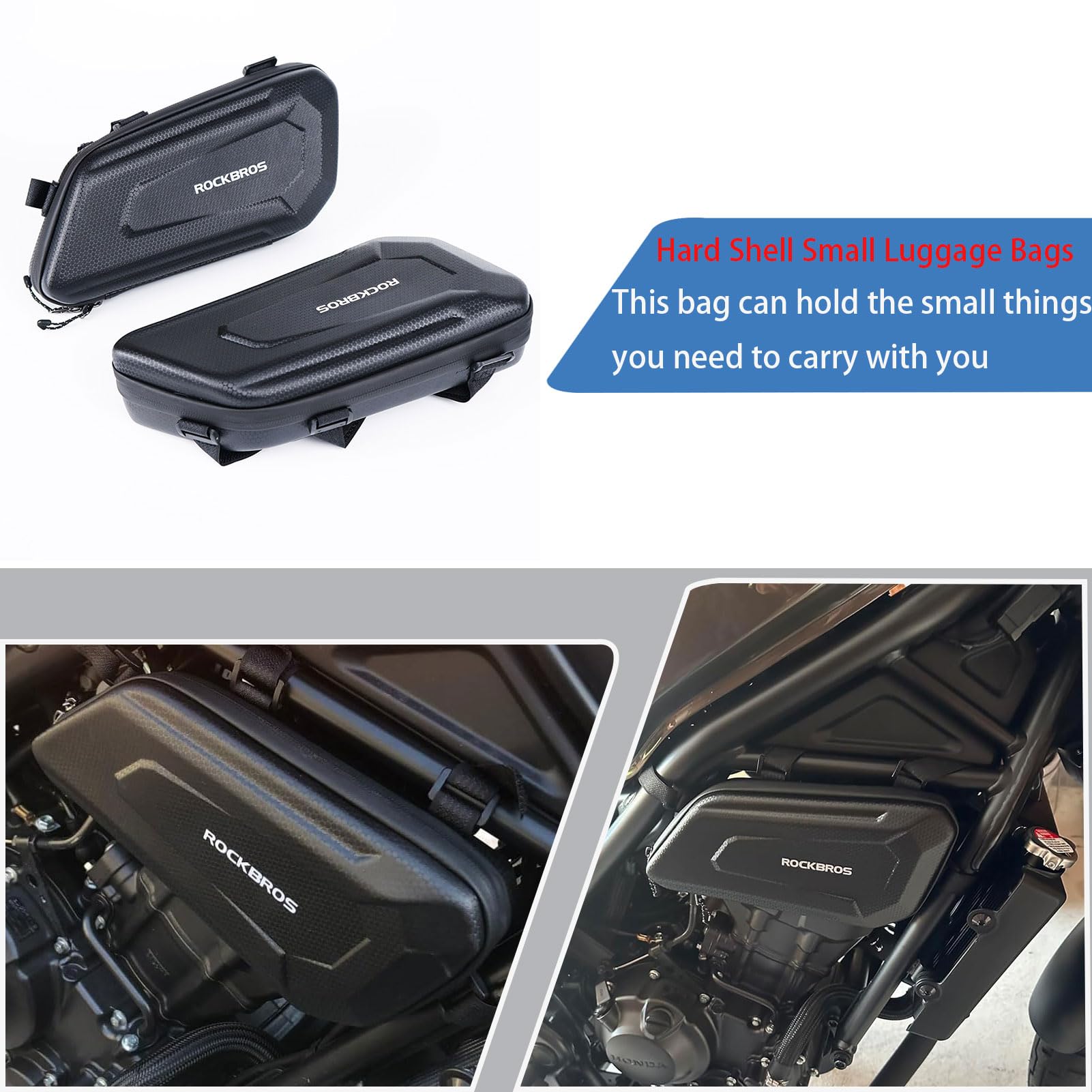 WOOGA borsa laterale modificata per moto borsa laterale a triangolo impermeabile borsa rigida a conchiglia 3.5 Gal (1.5 L) per Ho&nda REBEL CMX 250 CMX 300 CMX500 CMX 1100 (Borsa sinistra)