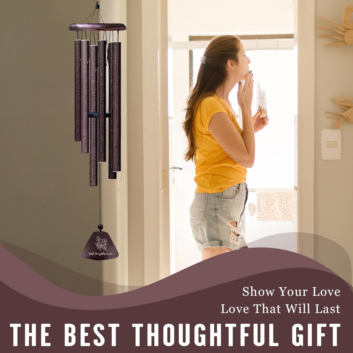 Daughter Gifts from Mom, Best Daughters Ever 32" Wind Chimes, Birthday Gifts for Daughter from Mom, Christmas Birthday Presents for Her from Dad, Daughters Graduation Gift Ideas Windchimes - Image 5