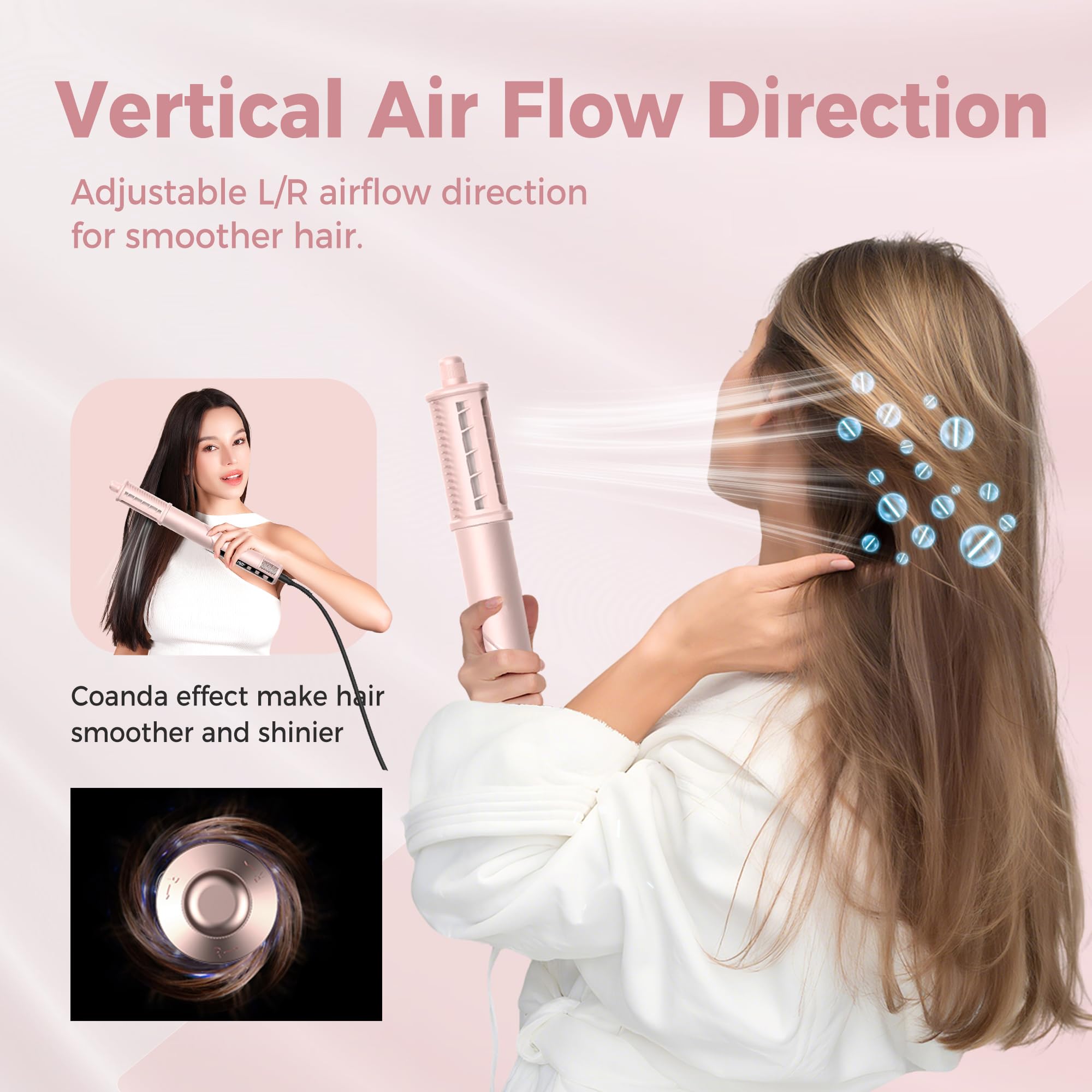 Pro Hairstyler 8 in 1 Set Asciugacapelli Agli Ioni 1400W con Diffusore | 110.000 Giri/min, con Ferro Arricciacapelli ad Aria da 32mm, Air Brush | Styling Rapido per Tutti i Tipi