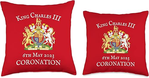 Miniatura 3 de KING CHARLES III, GREAT BRITISH MONARCH, UK ROYAL King Charles III 2023 Coronation, British Royal Coat of ARMS Throw Pillow, 16x16, Multicolor