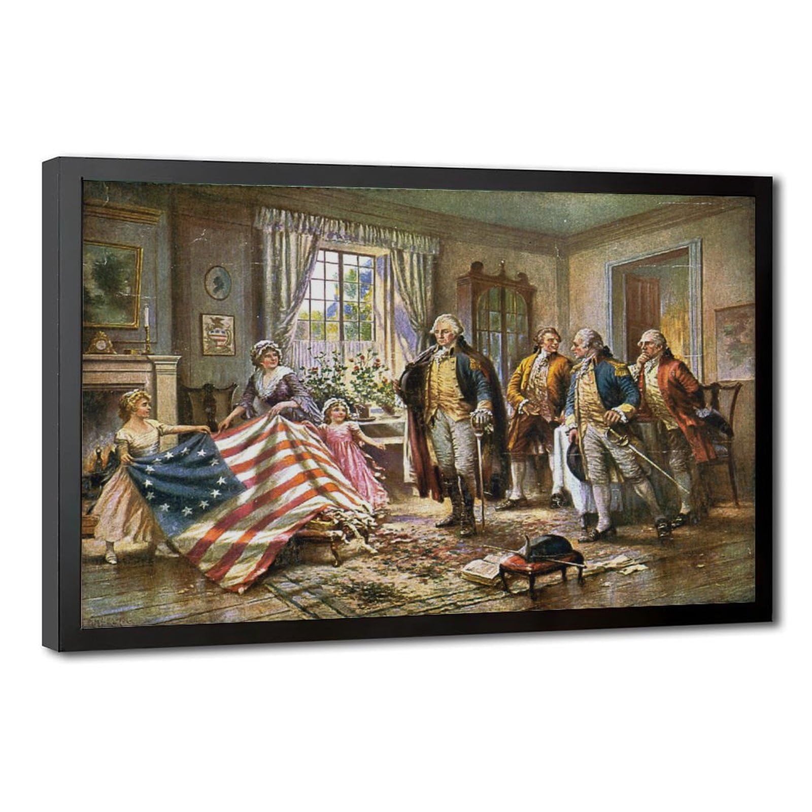 WCYB The Birth of Old Glory - Betsy Ross Presenting The Flag to George Washington by Edward Percy Moran Posters Prints Canvas Deco Paintings Wall Art Hanga