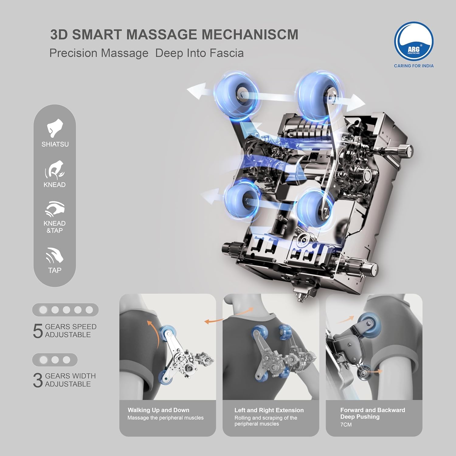 ARG Arogya Full Body 3D Massage Chair 32 Airbags, Zero Gravity, Kneading, Shiatsu, Knocking & Taping Massage, Roller, Heating & Air Compression Therapy SL Track Chair for Full Body Relaxation ARG Arogya Full Body 3D Massage Chair 32 Airbags, Zero Gravity, Kneading, Shiatsu, Knocking & Taping Massage, Roller, Heating & Air Compression Therapy SL Track Chair for Full Body Relaxation