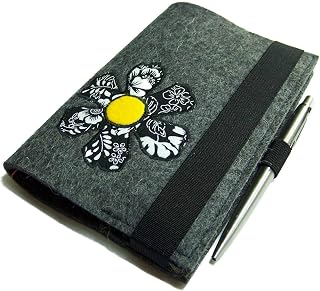 Calendar Cover Cover Flower with Pen Holder Wool Felt for DIN A6 Calendar Notebook…
