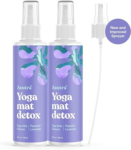 Miniatura 4 de ASUTRA Paquete de spray limpiador para esterillas de yoga (lavanda pacífica), 4 onzas líquidas (paquete de 2), sin residuos resbaladizos, aceites
