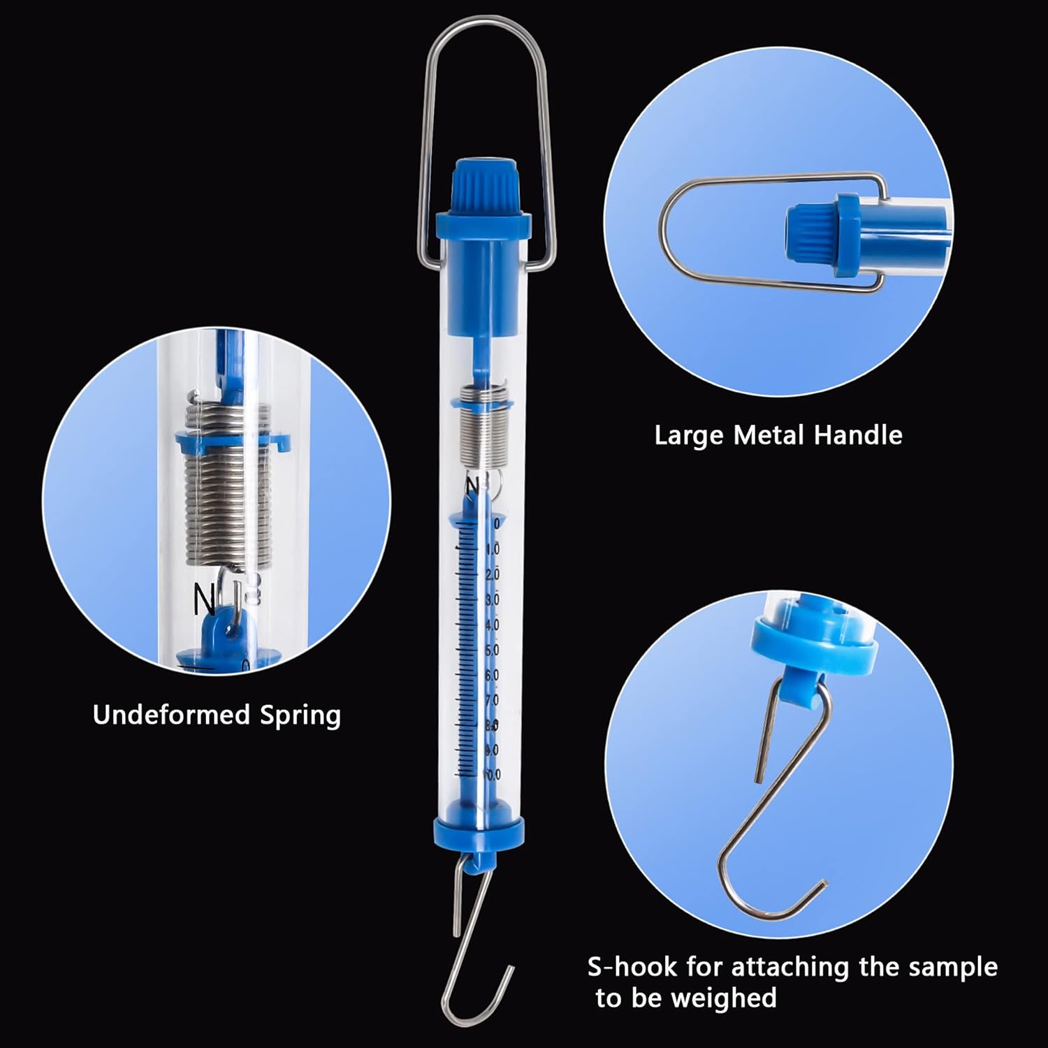 Spring Scale for Science, Set of 5 Transparent Spring Balance Hanging Tube Spring Scale Set ( 1N, 5N, 10N, 20N, 30N ): Industrial & Scientific