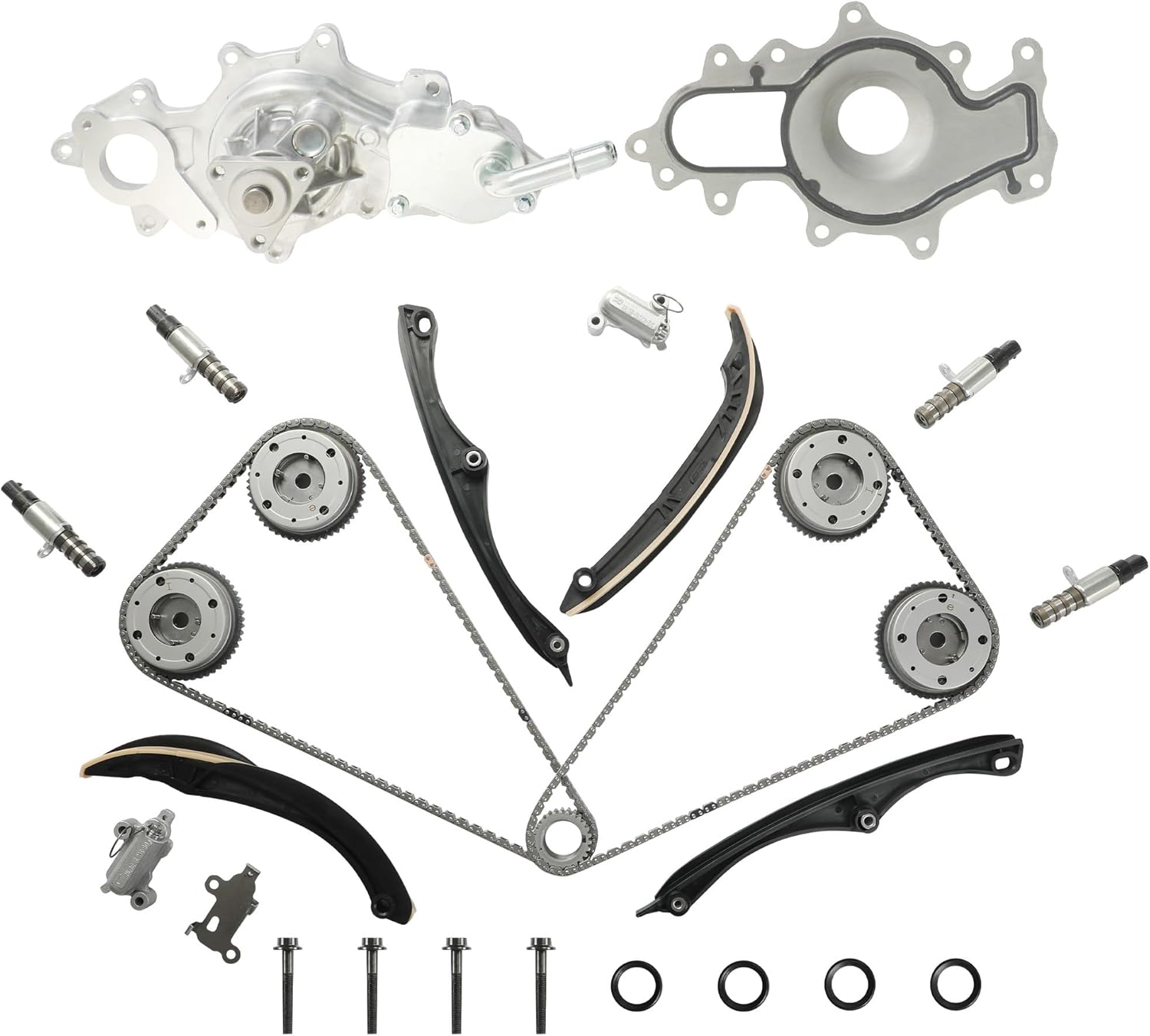 Timing Chain Kit w/4 VVT Cam Phasers Sprockets & Water Pump Fit for Ford F-150 2017-2020 Expedition 2018-2021 Lincoln Navigator 2018-2021 3.5L EcoBoost - OEM HL3Z-6268-A ML3Z-6256-A HL3Z-6L266-C