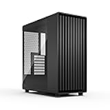 Fractal Design North Momentum Black - Glass Side Panel - Genuine Blackened Oak Wood Front - High Airflow PC Gaming Case - Three Powerful 120mm Momentum Fans Included - ATX Support