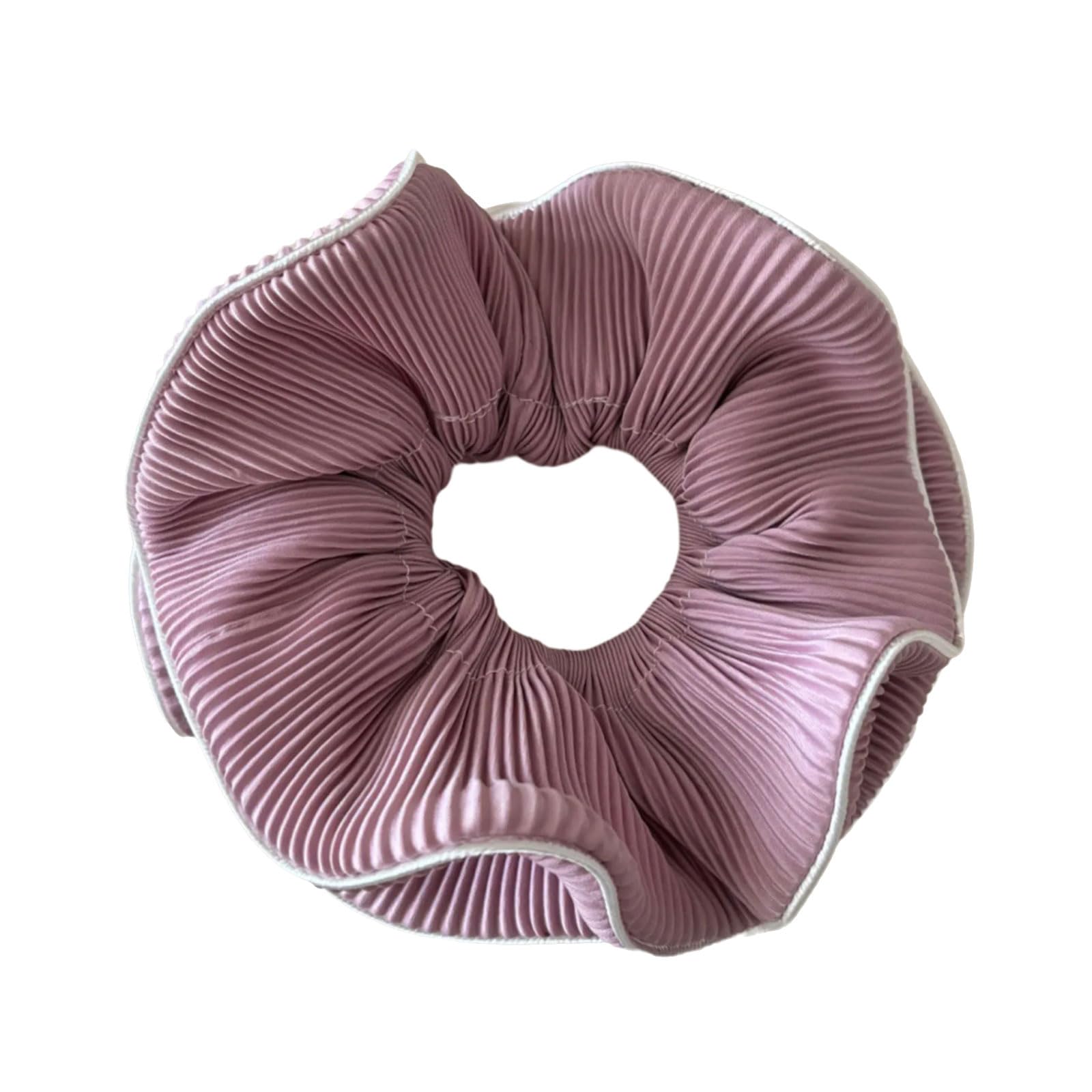 BWANGIAO Korean Charm Large Ruffled Scrunchies With Pleated Design Soft Fabric Hair Tie For Women And Girls