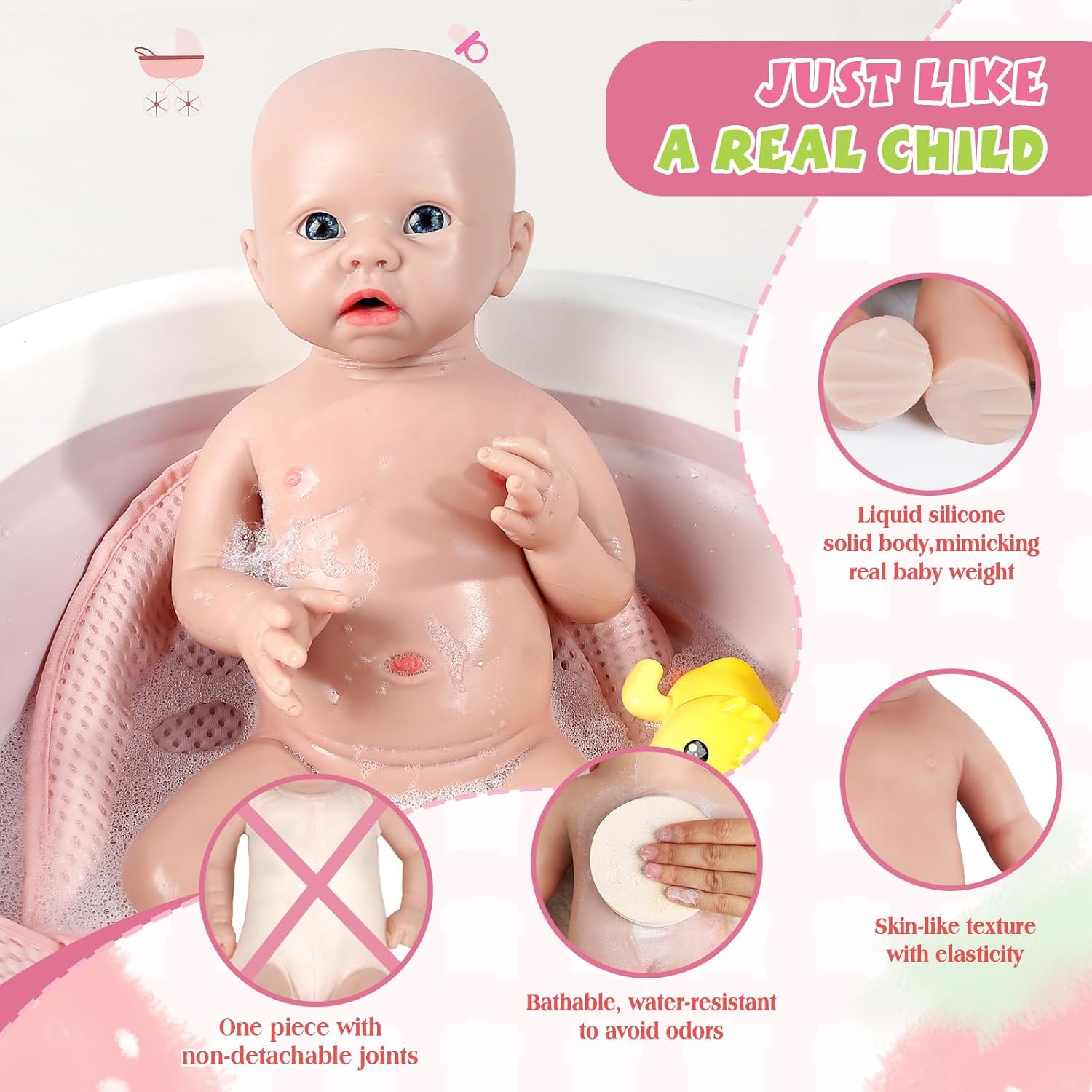 IVITA 16 inch Silicone Baby Dolls Girl Weighted 4.35 lb,[NOT Vinyl],Silicone Full Body Reborn Realistic Lifelike Real Life Newborn Soft Babies with Complete Accessories & Gift Box for Kids Age 3+