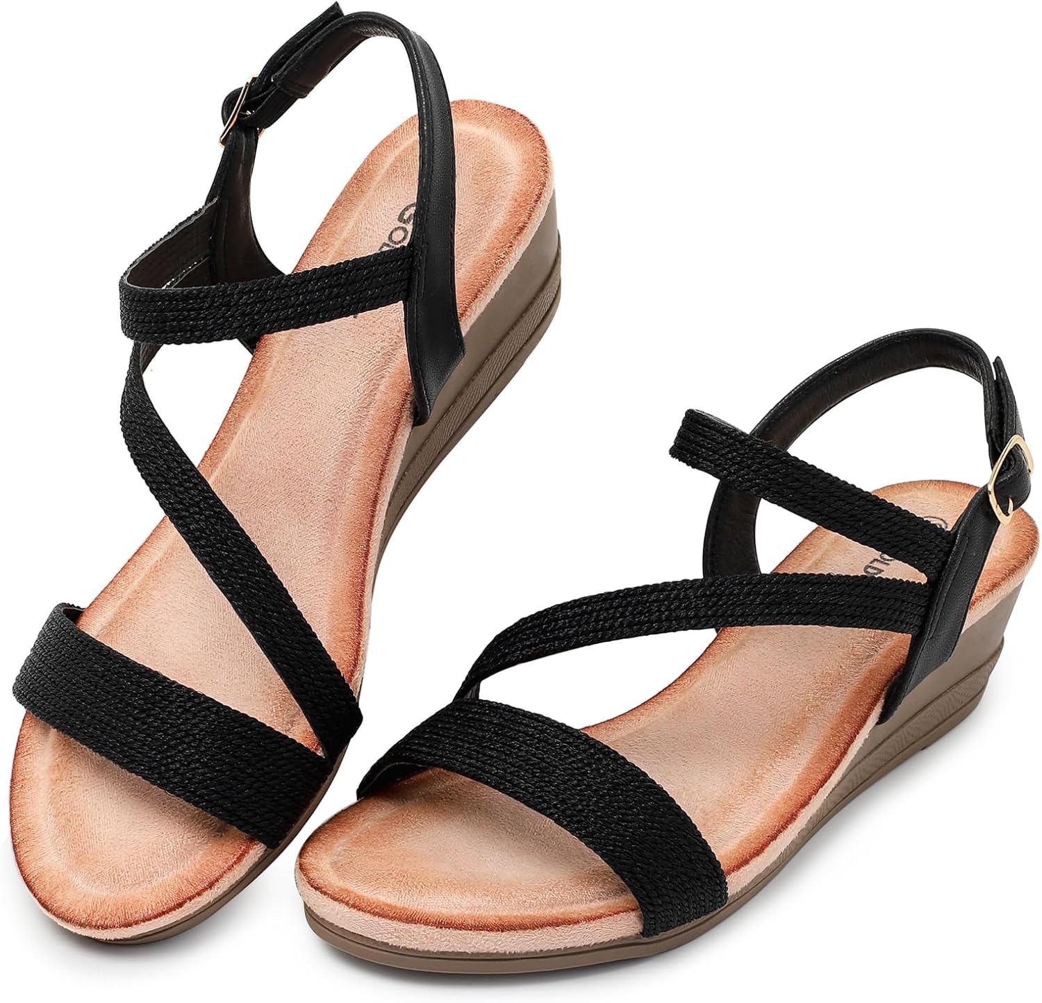 Women's Wedge Sandals Dressy: Summer Low Wedges Comfort Sandal - Comfortable Strappy Casual Sandals for Women