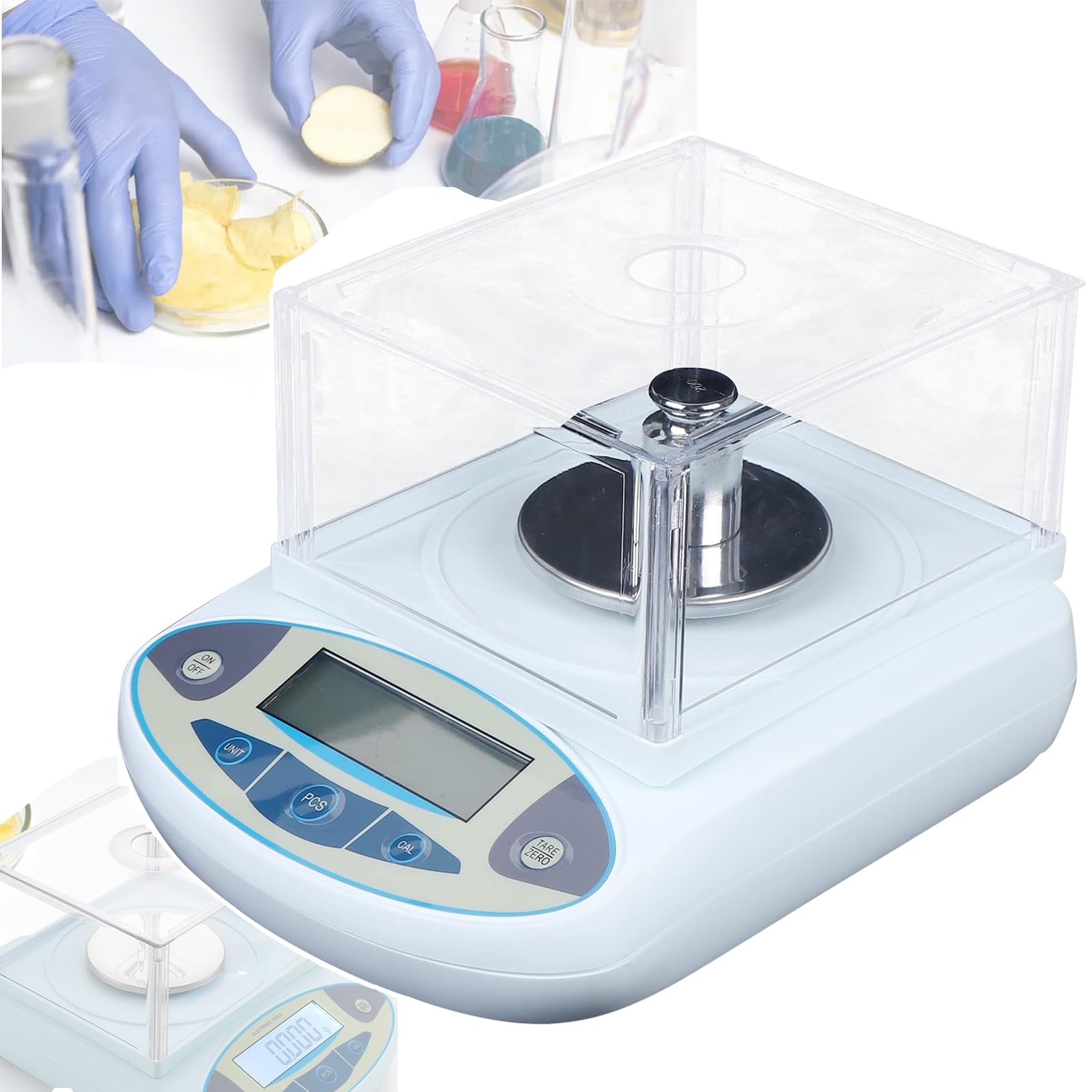 Cyfrowa precyzyjna waga analityczna (100g/200g/300g/500g X 0,001g), waga laboratoryjna o dokładności 0,001g, konwersja jednostek, z osłoną przeciwwiatrową, wyświetlacz LCD z podświetleniem, do laborat