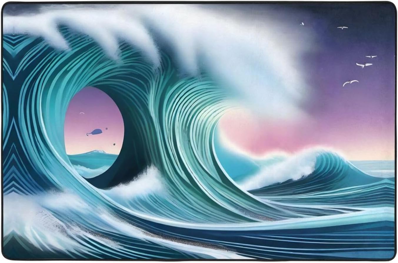 vast Tsunami Printed Anti-Slip Floor mat Carpet Rug 36"x24" for Living Room Office Coffee Table Bed Balcony
