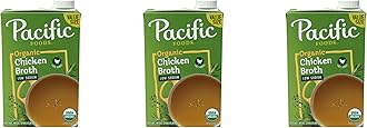 Pacific Foods Low Sodium Organic Free Range Chicken Broth, 48 oz Carton (Pack of 3)