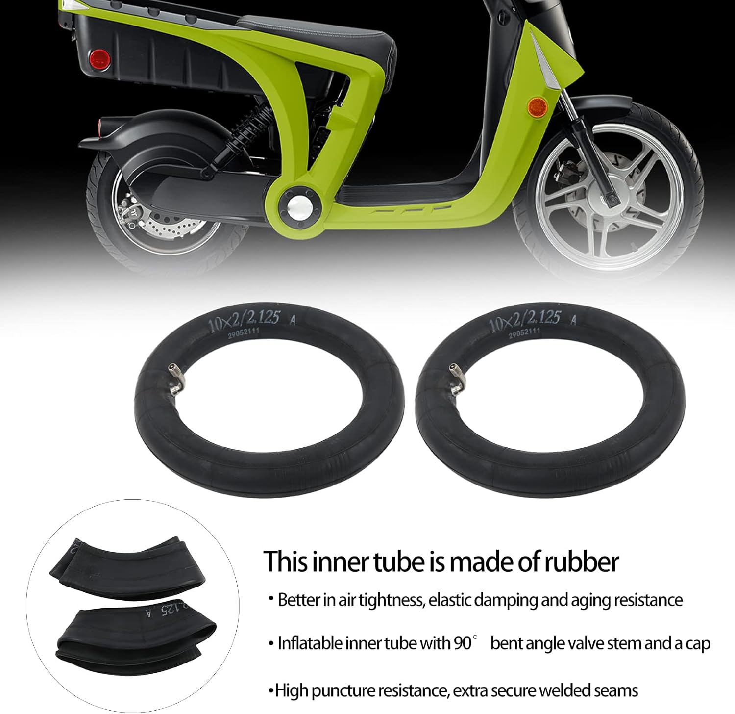 Wheel Inner Tubes,Pair of 10x2in Mini Bike Wheel Inner Tubes for 10x1.90/1.95/2/2.12/2.25 Bike Baby Stroller Scooter Tires