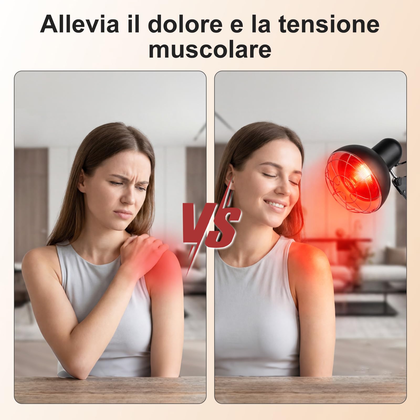 Cozion Lampe à lumière rouge de 100 watts lampe chauffante infrarouge - température réglable, lampe infrarouge avec support et minuterie