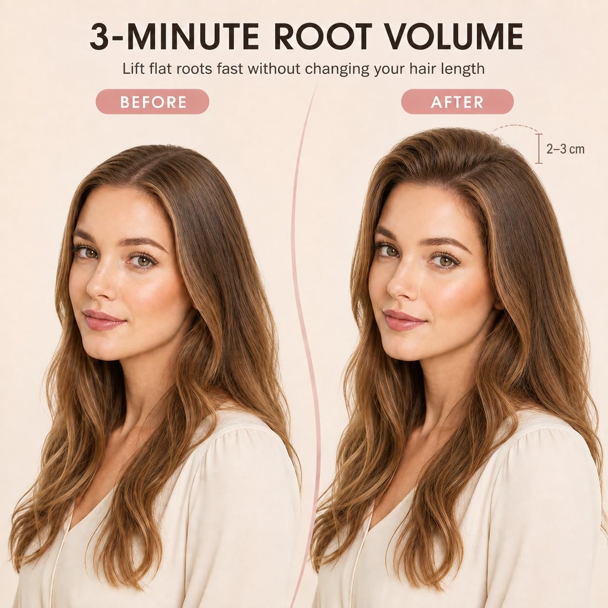 Root Volumizing Heating Comb, Heated Root Volumizer Clip with 2 Heat Settings, Type-C Rechargeable Root Lift Clip for Fine Flat Hair, Crown and Bangs, Pink