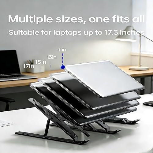 Miniatura 3 de Soporte ajustable para laptop  Elevador de aluminio para laptop para escritorio  Compatible con MacBook AirPro, Dell, HP, Lenovo y todas las