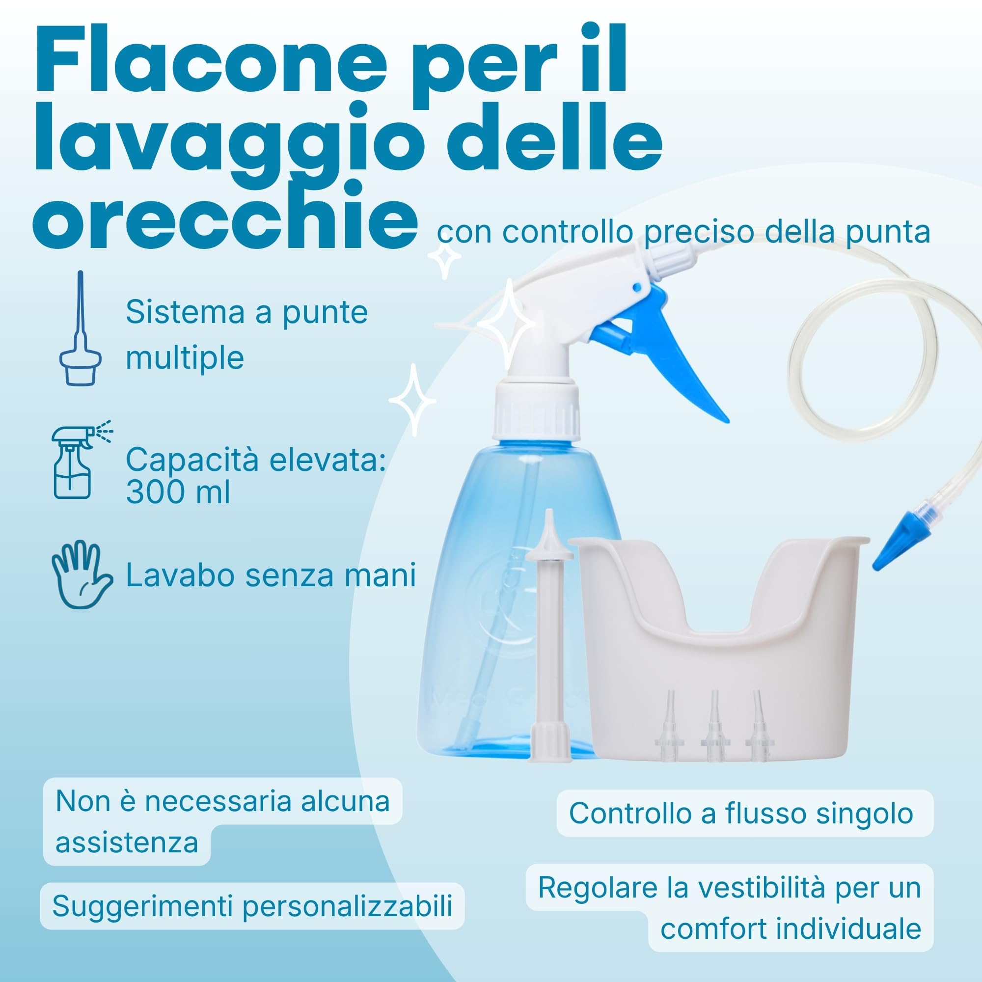 Medi Grade Kit per Pulizia Orecchie 300ml – Apparecchio per Rimozione Tappi Orecchie – Kit Eco-Friendly Cerume Orecchie Pulitore – Migliora Naturalmente l’Udito