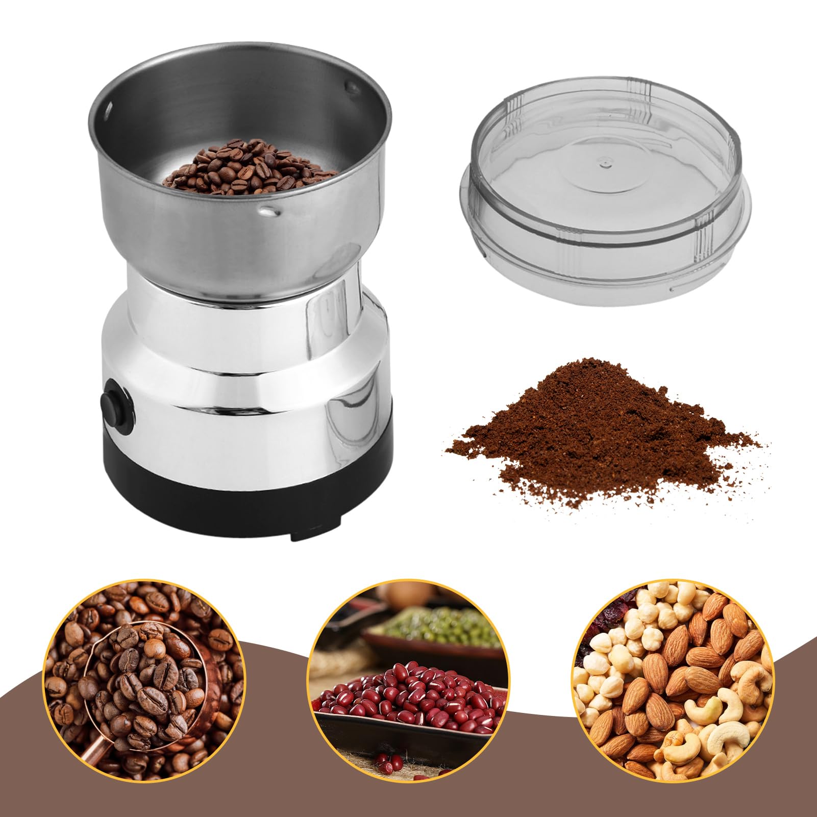 Macinacaffè Chicchi Di Caffè Elettrici In Acciaio Inossidabile, Macina Cereali Con Coltello In Acciaio Inossidabile, Macina Erbe Per Pesto, Spezie, Frutta a Guscio