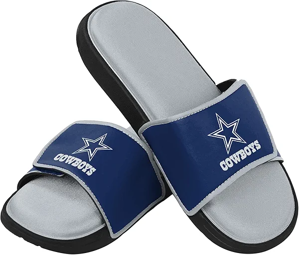 FOCO NFL Mens NFL Team Logo Sport Shower Foam Slide Flip Flop Sandals