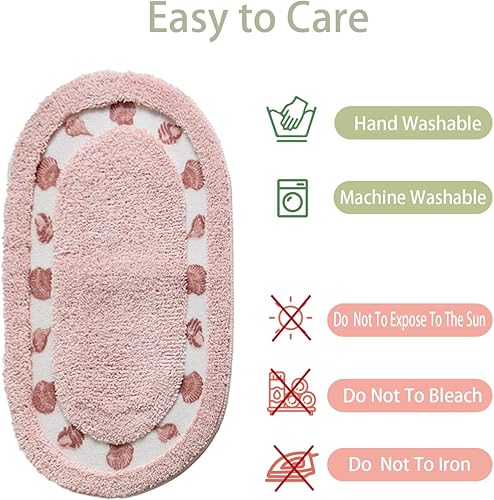 Miniatura 5 de Alfombra de baño con patrón de conchas, bonito tapete de baño de microfibra suave absorbente de agua, tapete para bañera lanudo antideslizante, de