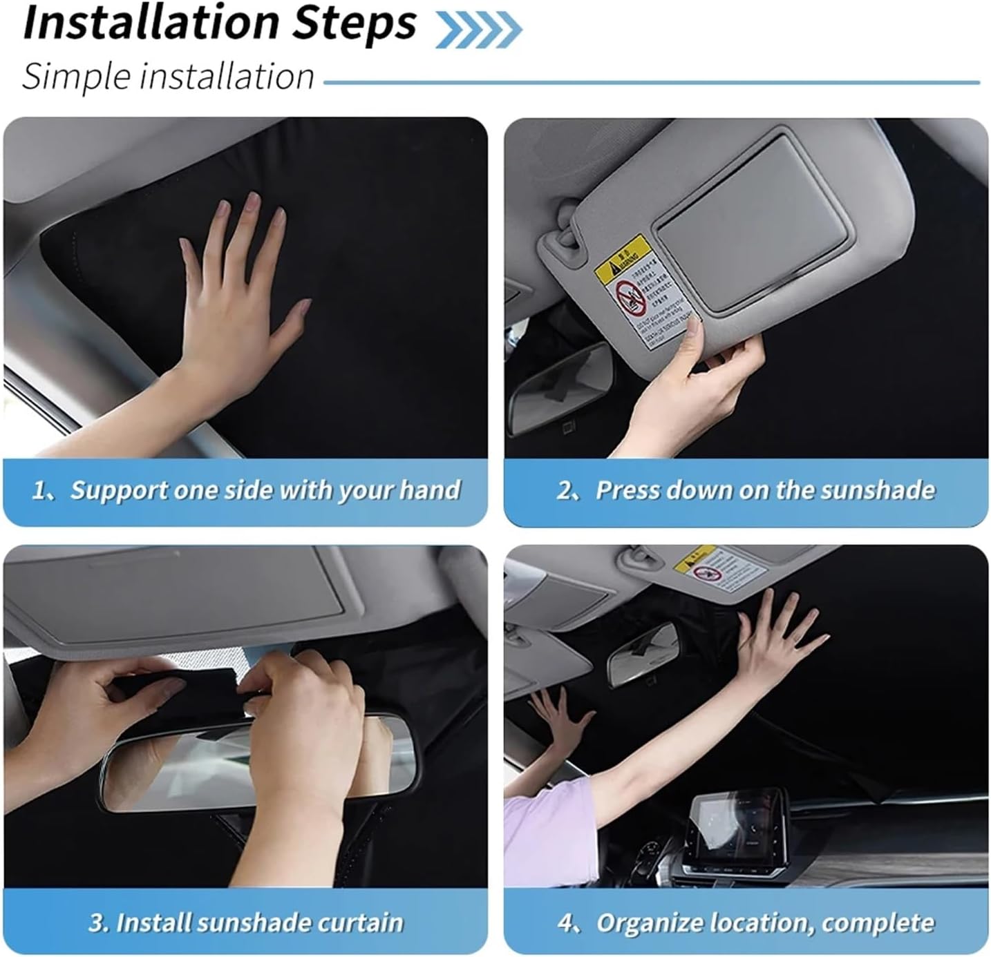 Snap-on installation Car Sunshade Compatible For BMW E90 3 Series Sedan 2005-2014 Front Windshield Sunshade Shield Curtain Mesh Sun Shade(2pcs Front)