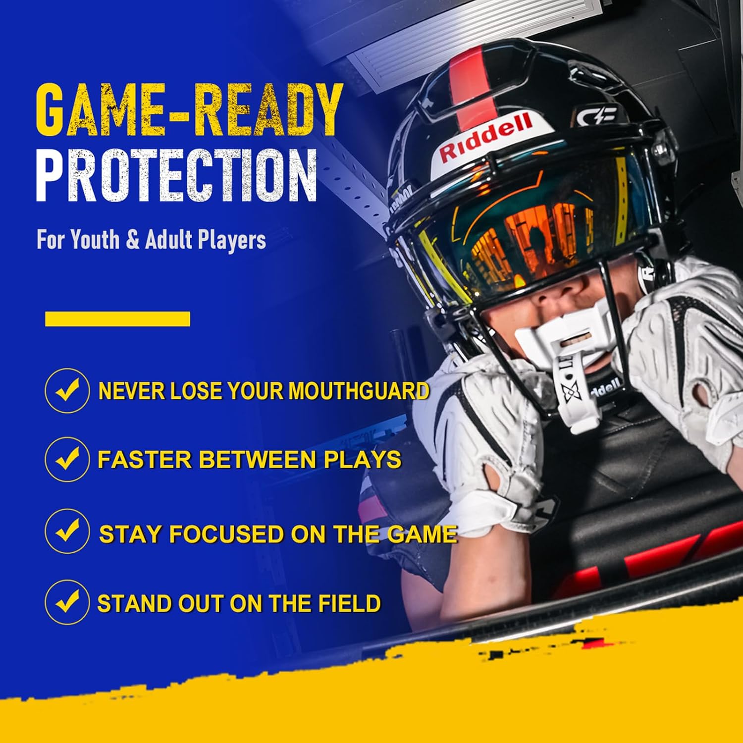 LeCool 2 Pack Football Mouth Guard with Strap for Youth & Adults
