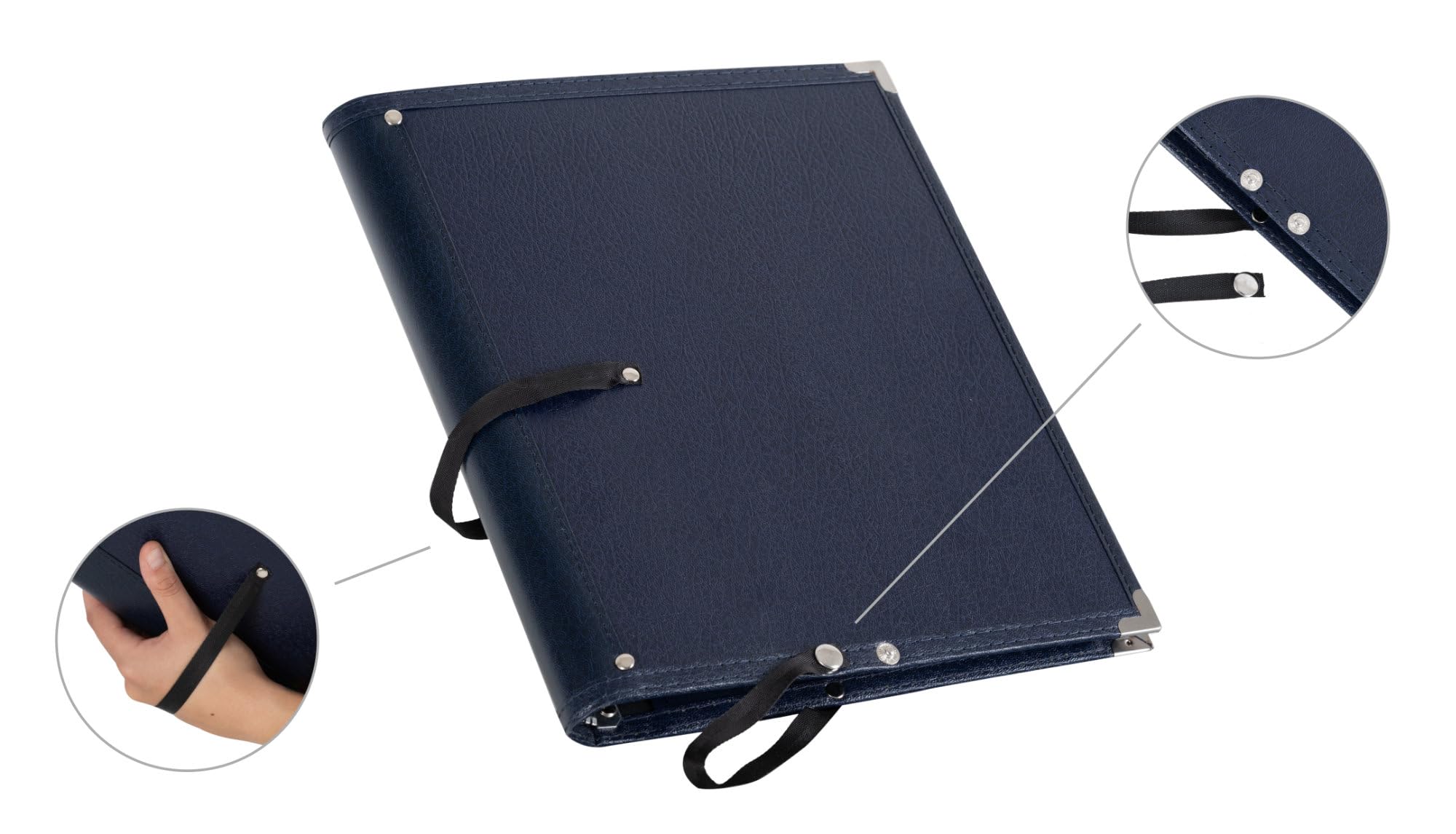 Classic Cantabile Carpeta de Partituras Deluxe Azul Set de 10, 335 x 280 mm | Carpeta de partituras de lujo, 335 x 280 mm, Altura de llenado aprox. 2 cm, Cuero sintético azul, 110° o completamente)