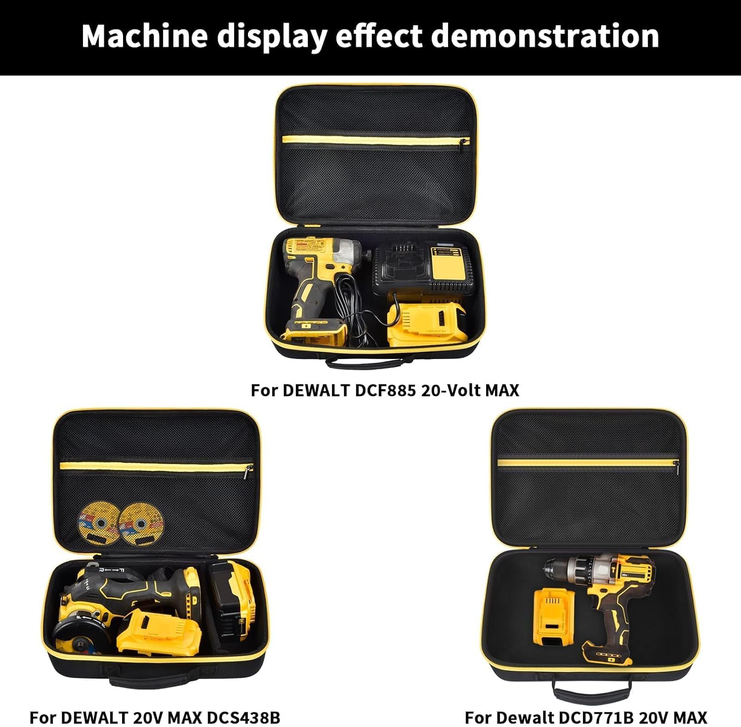 Hard Storage Tools Case, Store for DeWalt Drill Tools & Angle Grinder/for AstroAI Tire Inflator and More - 12"x8"x2" with Mesh Pocket & Comfort Handle