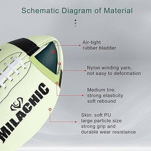 Miniatura 6 de Fútbol que brilla en la oscuridad, talla 9 y talla juvenil 6, luminoso brillante fútbol de cuero compuesto súper agarre con bomba y bolsa de