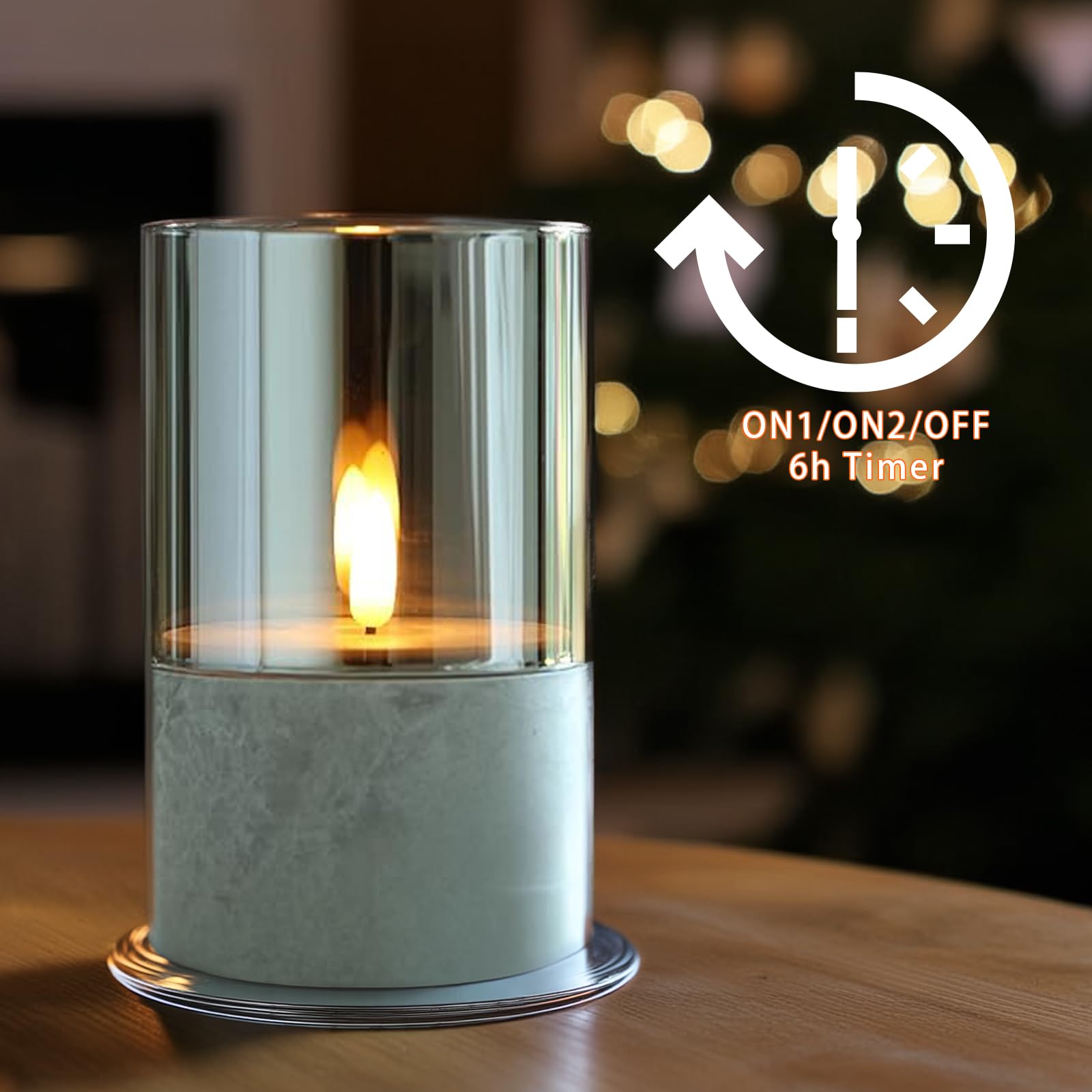 4er Set LED Glas-Windlicht Kalio Tischdeko aus Glas in Grau 15,5 cm