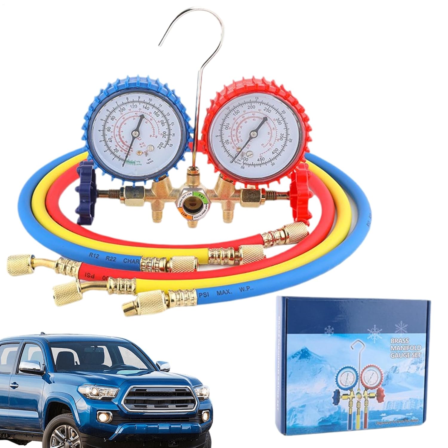 Car AC Recharge Kit, with Gauge Precision Convenient Complete, Car AC Refrigerant Gauge Set, for Lovers Families Friends Women Men
