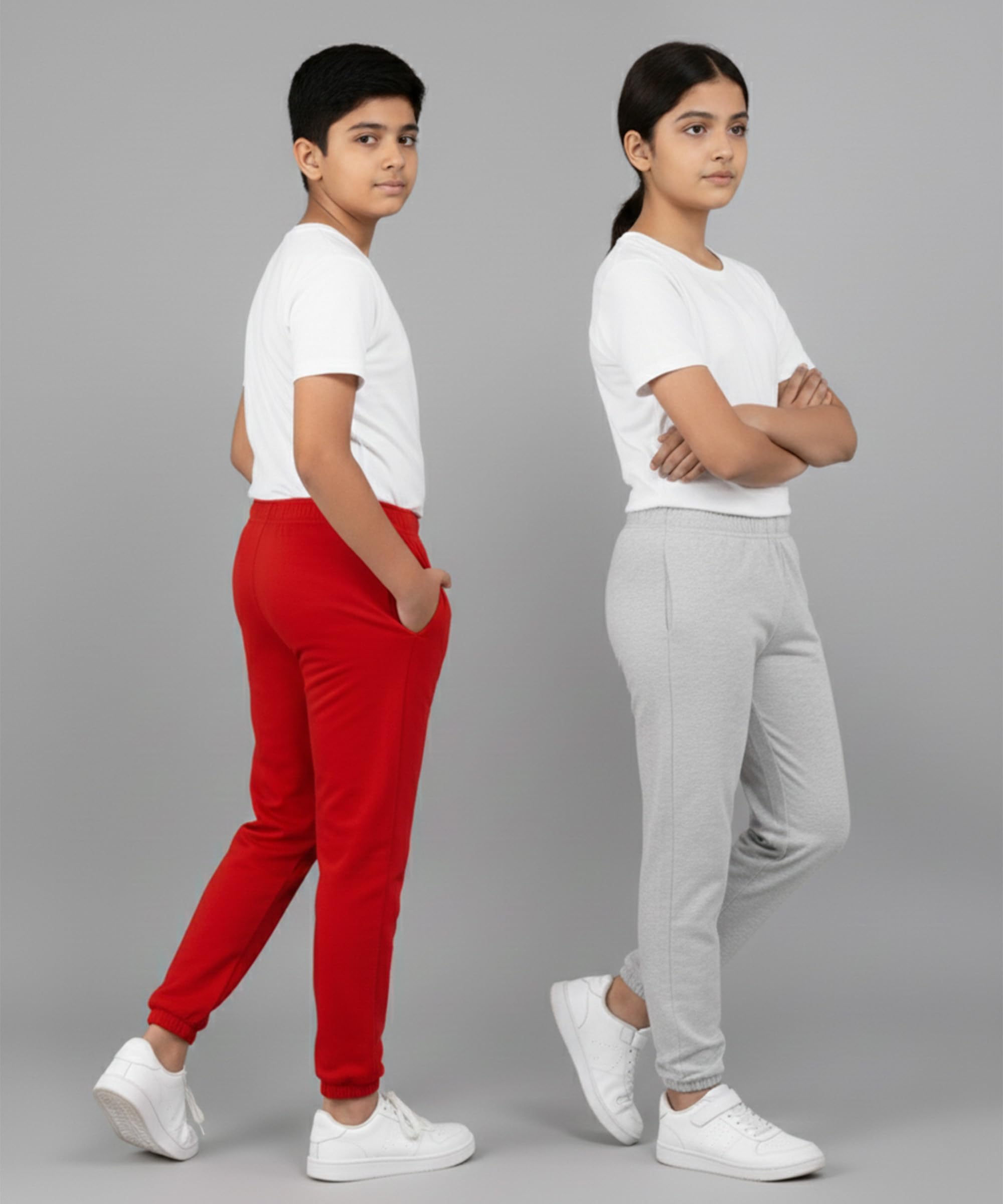 KYDA KIDS® Boys Premium 100% Cotton Regular Fit Track Pants Soft Breathable Elastic Waist Casual Joggers Kids Playwear Everyday Comfort Wear-Pack of 2 4