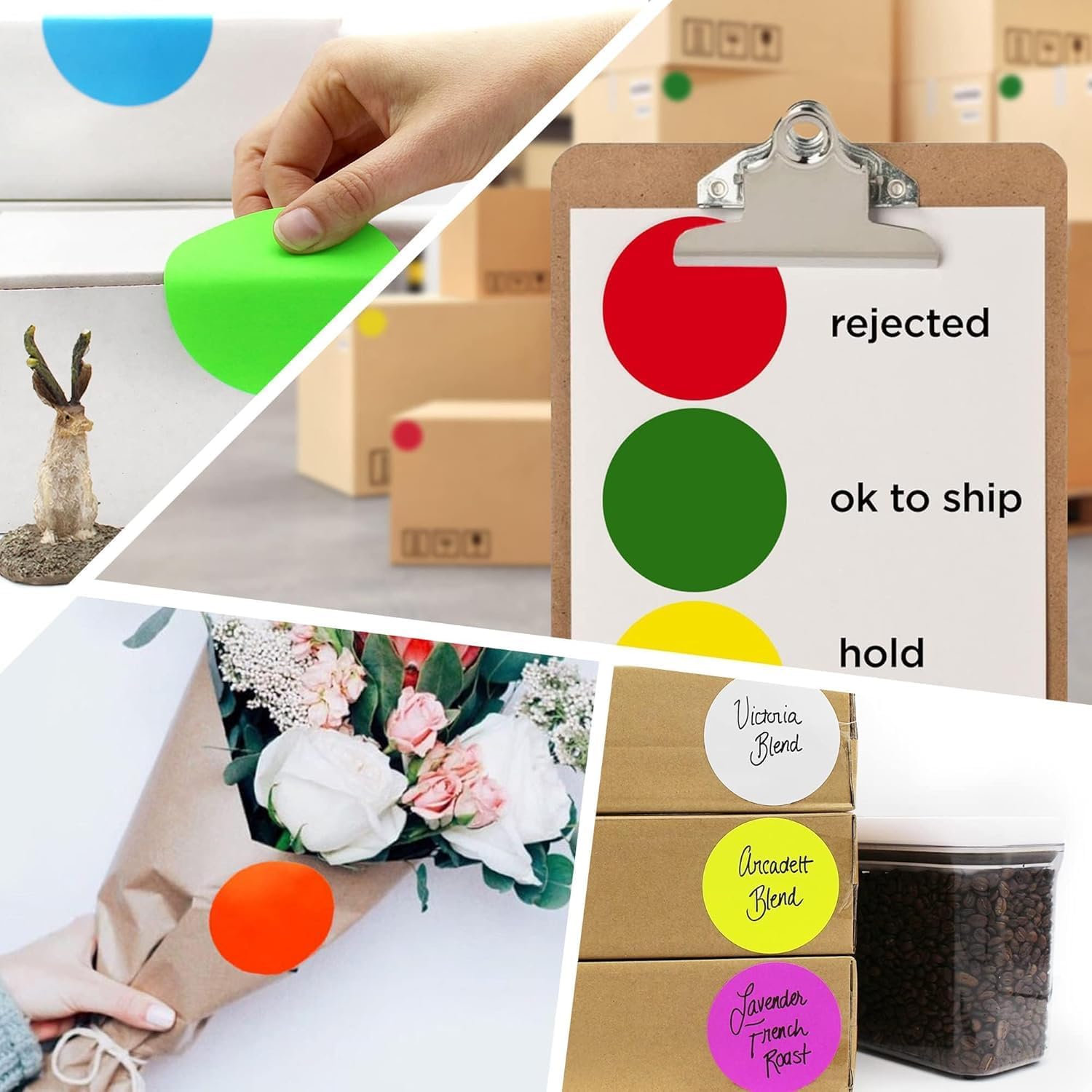 ChromaLabel 3 Inch Circle Sticker Labels, High Visibility Round Colored Stickers, Permanent Adhesive Labels - 500 Sticky Dots per Roll, Fluorescent Orange Dot Stickers