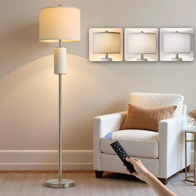 PoKat Modern Stepless Dimmable Ceramic Floor Lamp with Remote