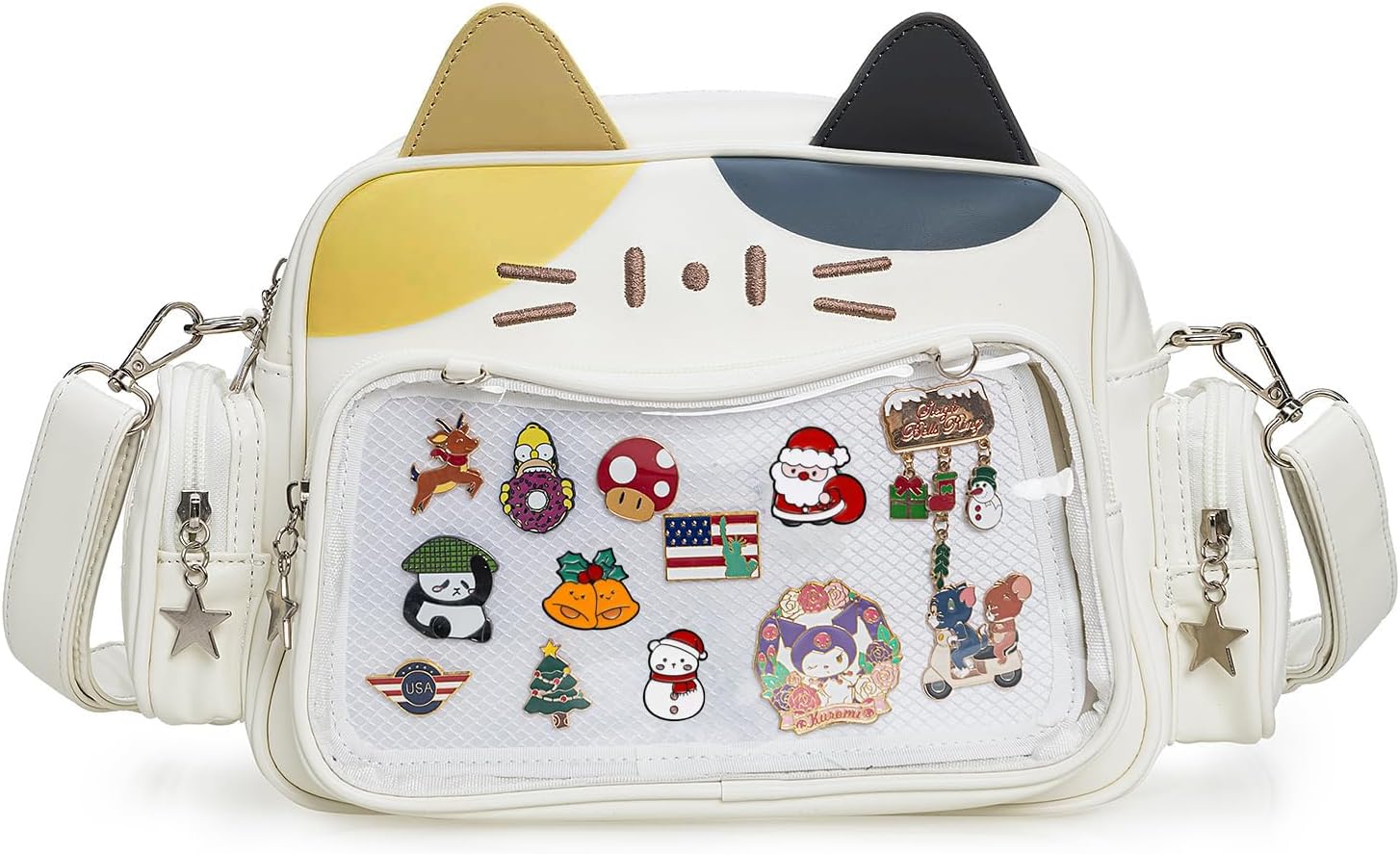 Kawaii Ita Bag Crossbody Bag Cute White Cat Backpack Girls Shoulder Bags Pin Display with Insert