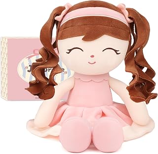 JumbracePlushDoll 16'' Soft Baby Rag Doll Plush Toy for Girls - Pink Toddler Birthday Gift Companion