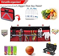 Vista 5 de Homeve Organizador plegable grande para maletero con múltiples bolsillos, organizador de almacenamiento de 3 compartimentos para automóvil, SUV
