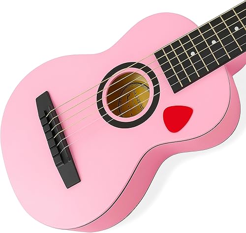 Vista 30 de Guitarra acústica de 23 pulgadas, guitarra de juguete de 6 cuerdas para niños, cuerdas de acero realistas, primer instrumento musical para Caoba