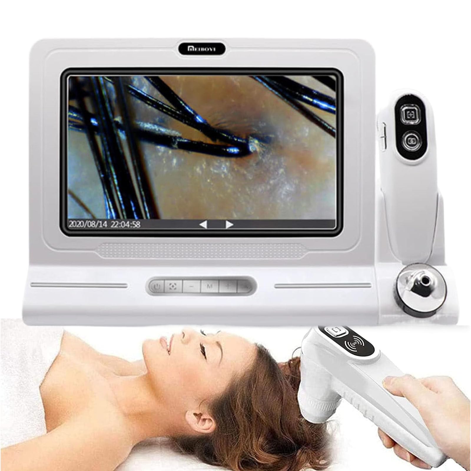 Analizador de Cabello para diagnóstico de Piel, Detector de Cuero cabelludo de 11 Pulgadas, medidor de Humedad de la Piel con comparación de Cuatro imágenes y Almacenamiento de 16 G