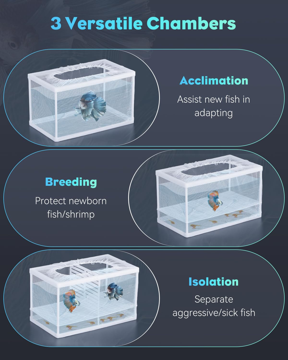 Pawfly Fish Tank Breeder Net Aquarium Fish Breeder Box with Nylon Mesh & Suction Cups Separation Net Large Isolation Fish Fry Hatchery Incubator Hatching Box for Shrimp Betta - Image 4