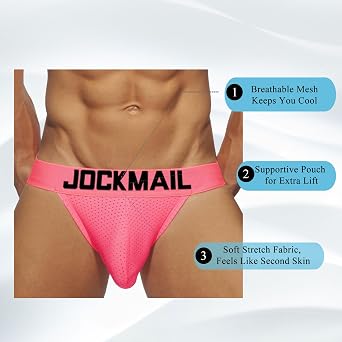 JOCKMAIL Mens Jockstrap Mesh Underwear Jock Straps Male Athletic Supporters Male Underwear
