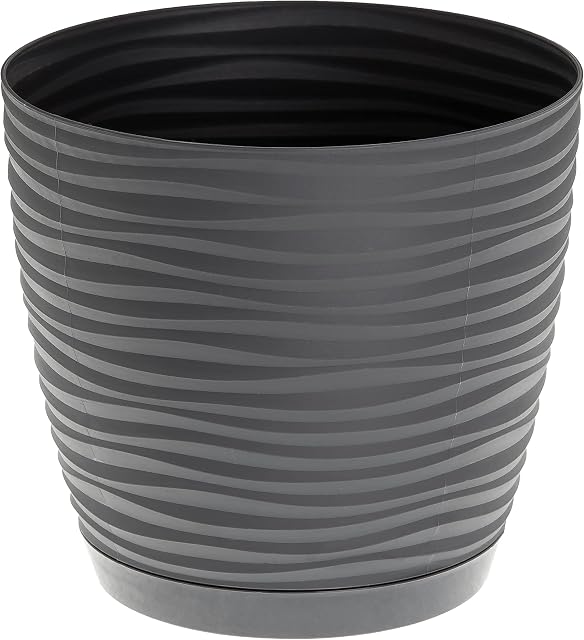 Sparkle Plants MOdern Decorative Planter for Indoor and Outdoor Use, 7 Sizes, 8 Colours - Dark Grey Plant Pot Planter with drainage Holes and Saucer (15 cm, Anthracite)