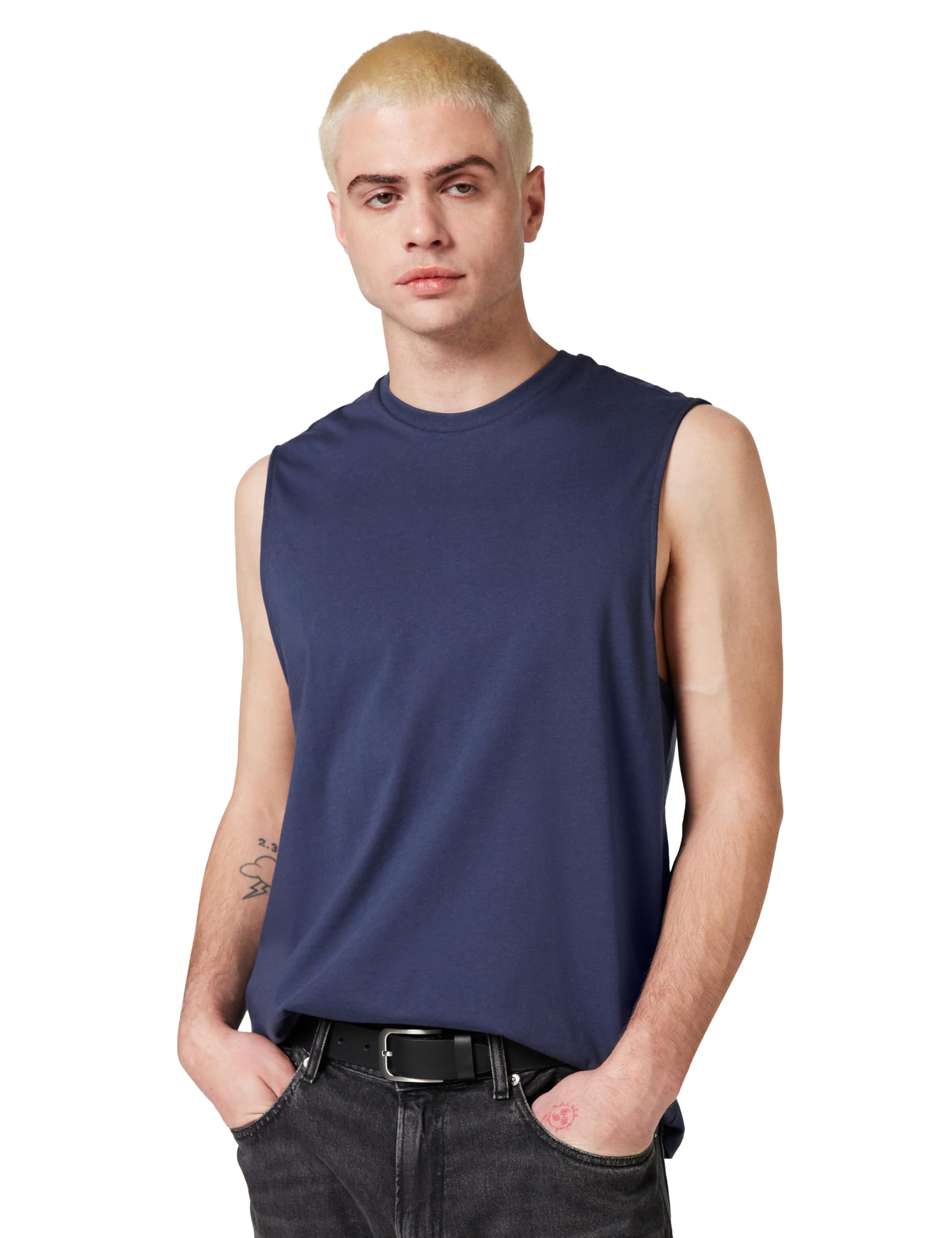 Calvin Klein Men’s Tank Top Badge Muscle in Cotton, Blue (Blue Nights), S