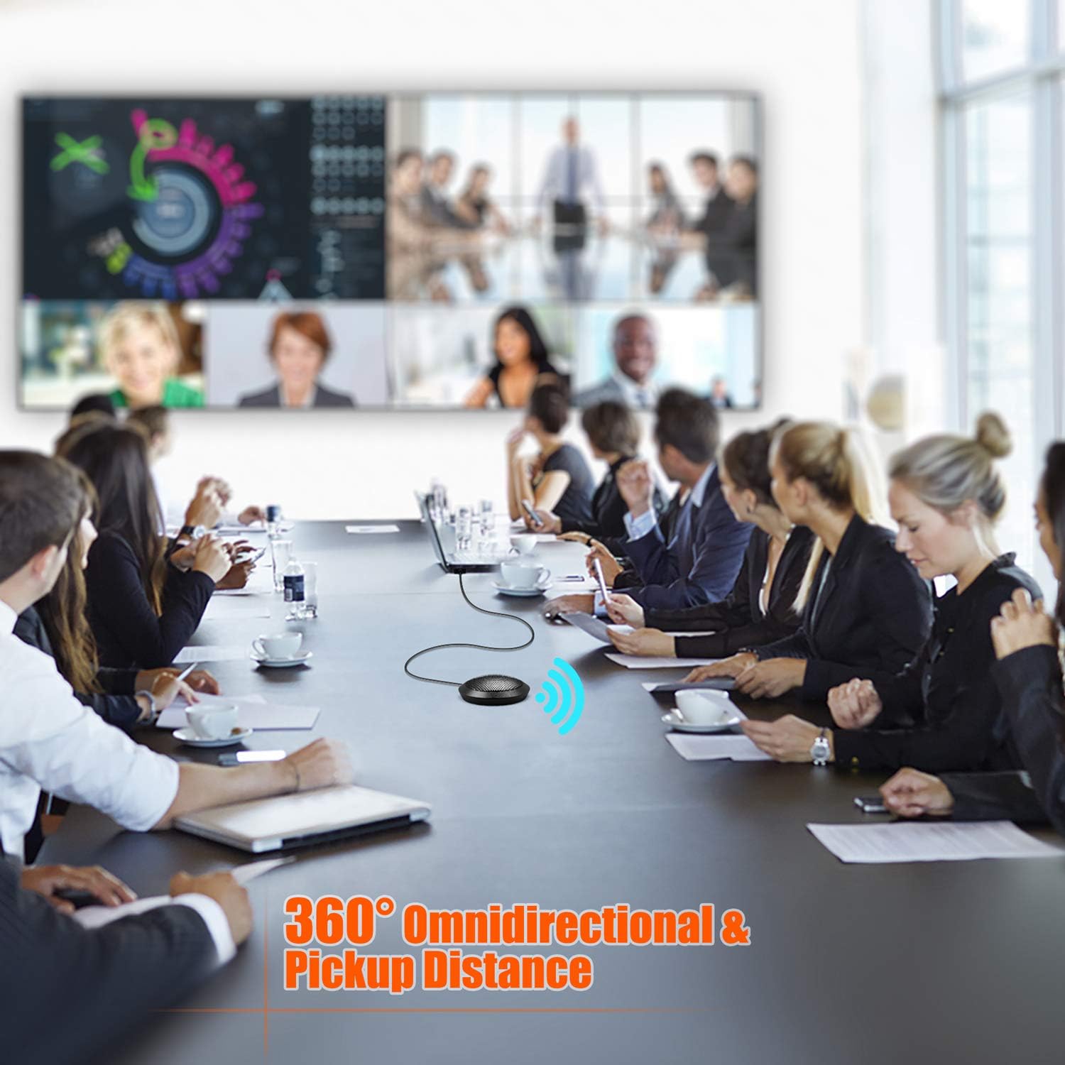 Conference Microphone, Portable USB Computer Mic, 360° Omnidirectional Stereo PC Microphone for Computer/Desktop/Laptop/Tablet, Ideal for Conference,Meeting,Gaming,VoIP Calls,Skype : Electronics