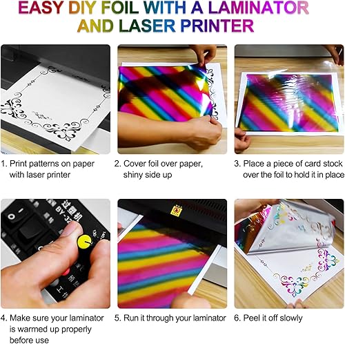 Miniatura 4 de Papel de aluminio dorado de 7.9 x 11.4 in, paquete de 50 hojas de tóner reactivo, papel de aluminio de estampado en caliente por impresora láser y