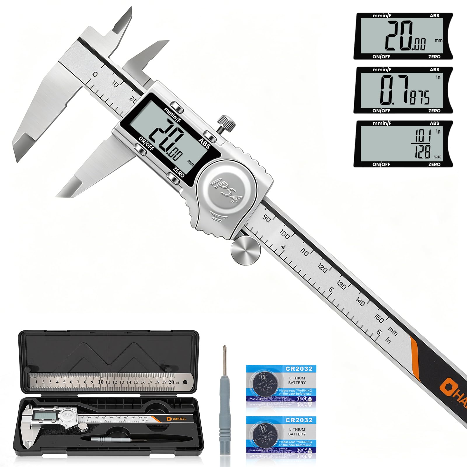 HARDELL Calibrador digital de 6 pulgadas