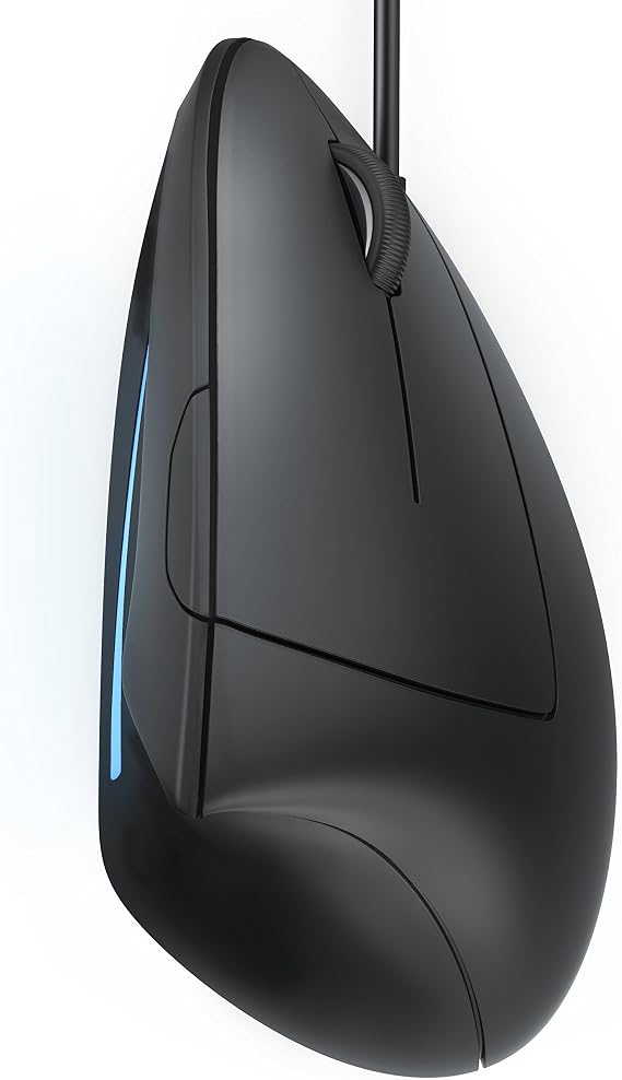 CSL - Vertical Ergonomic USB Mouse - Wired Optical Mouse TM137U - Mice with Ergonomic design - 5 Buttons - 1600dpi - prevention against mouse arm tennis elbow - For Laptop Desktop PC Computer Macbook